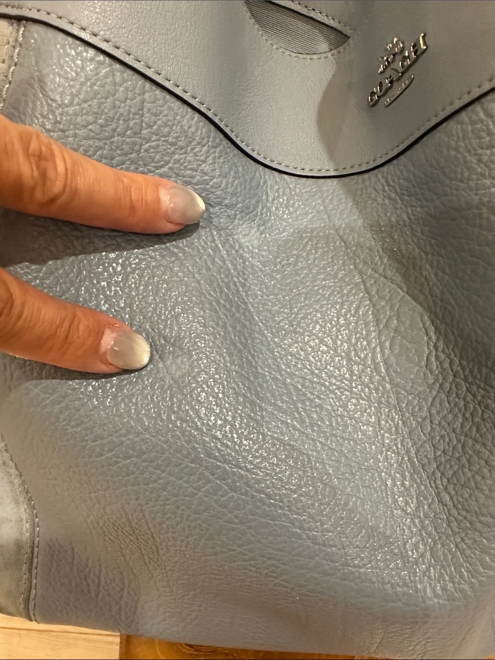 Coach Lexy Powder Blue Leather & Suede Shoulder Bag With Hangtag - Picture 14 of 14